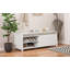 Banc de rangement à volets vieillis avec placage d'acacia pour le charme rétro du salon, entrée (blanc)-84258571