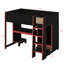 Lit mezzanine en bois avec bureau intégré, garde-robe, DEL et tiroir-116235805