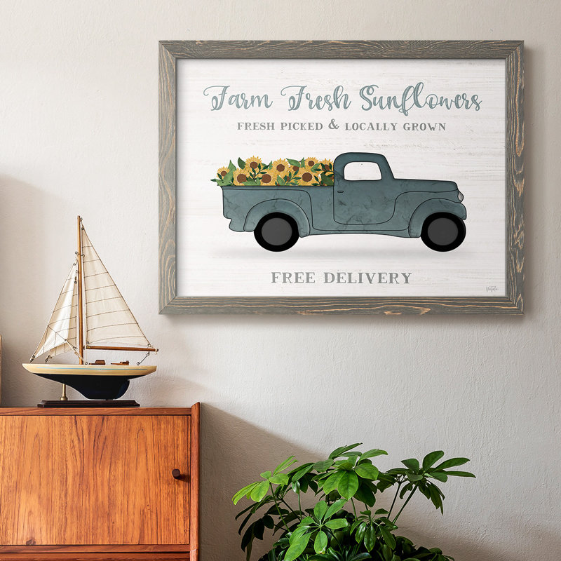 Farmers Market Truck, reproduction d'art sur toile encadrée, Gris, H 18 po x l 26 po x P 1,5 po