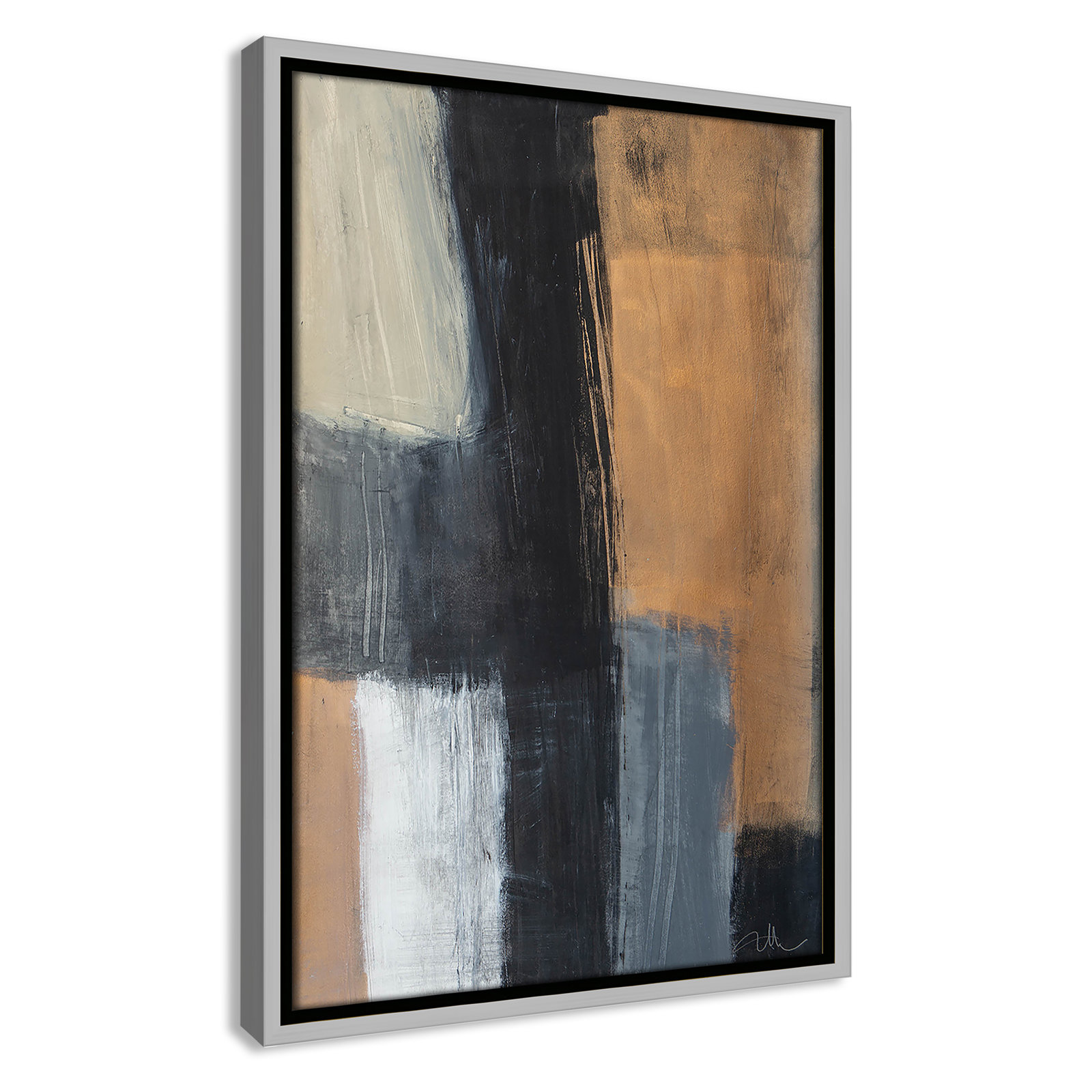 Calderon "Metallic Slate II" Print, 19.5" H x 13.5" W x 2" D, Silver Floater Framed, No Mat