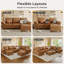 Canapé modulaire en forme de V de 134 po de large à 8 places avec console et rangement, brun-667014748