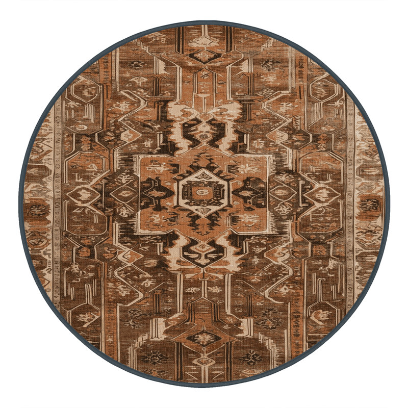 Tapis brun lavable à la machine, Rond 4 pi