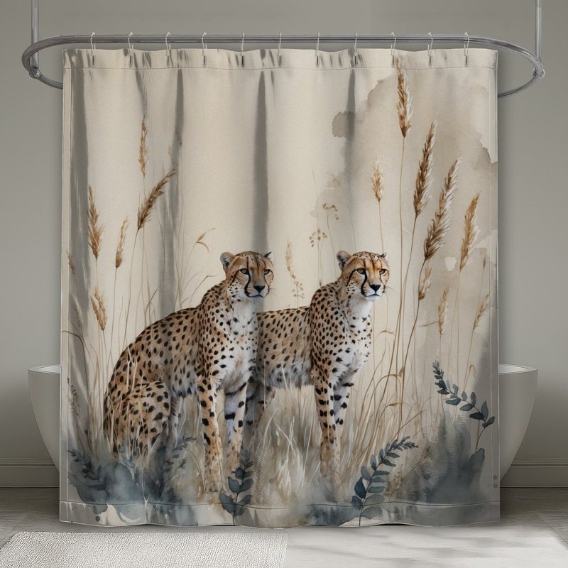 Rideaux de douche guépard en herbe, L 70 po x H 84 po
