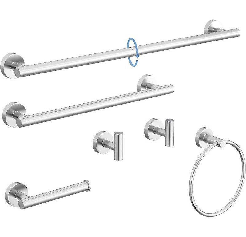 DetachPro Polished Chorme 6-Piece Decorative Bathroom Hardware Set, Polished Chorme