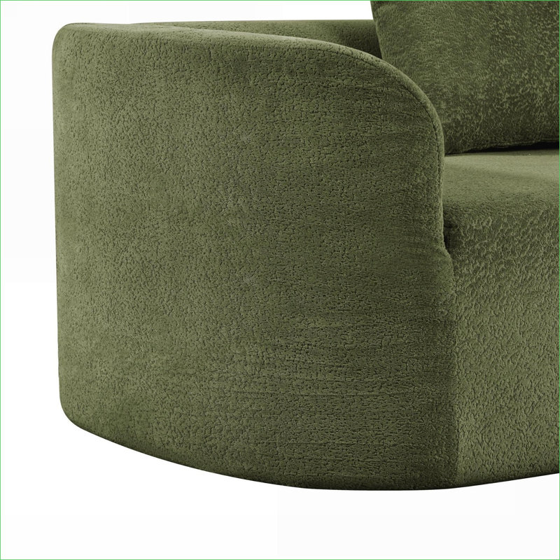 Lunford 116" Modern Curved Compression Sectional Sofa With Back Pillows, Green Polyester