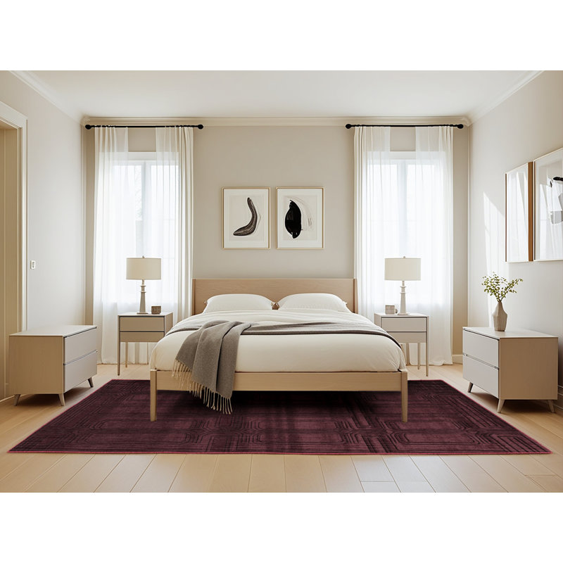 Machine Washable Trellis Brown Area Rug, Rectangle 5' x 8'