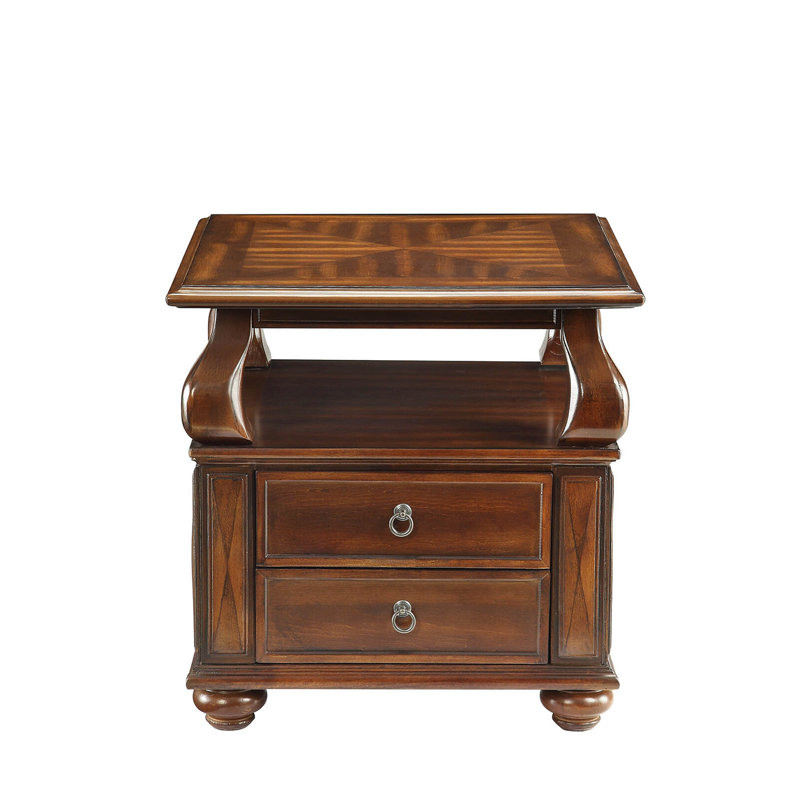 Rectangular Walnut 2 End Table With Spacious Storage For Primary Living Space Versatile Open Display - Enhance Your Decor