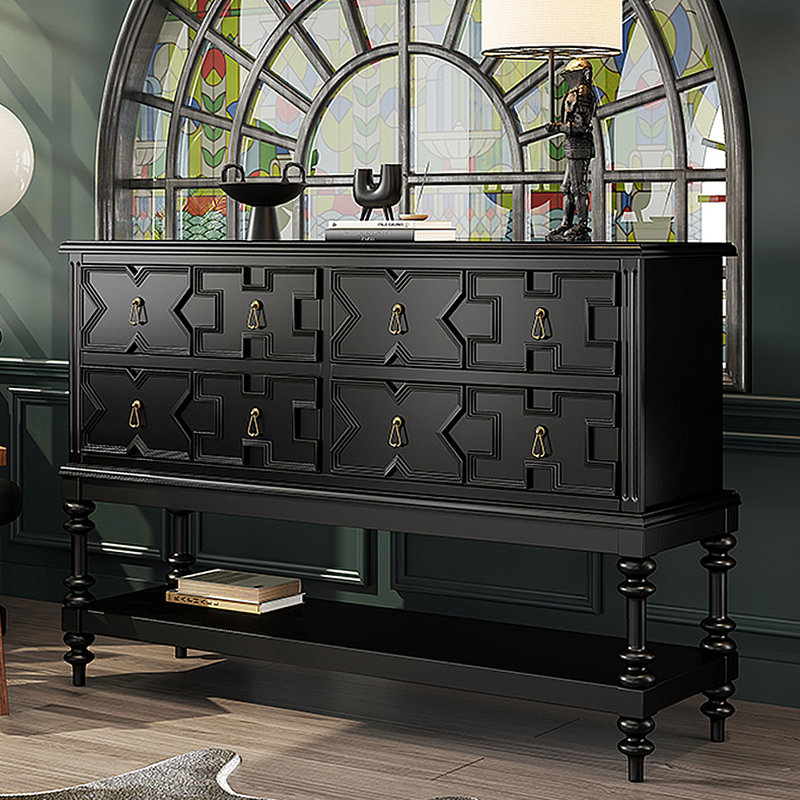 Meuble télé avec rangement American Retro, H 35,43 po x L 59,06 po x l 15,75 po, Noir