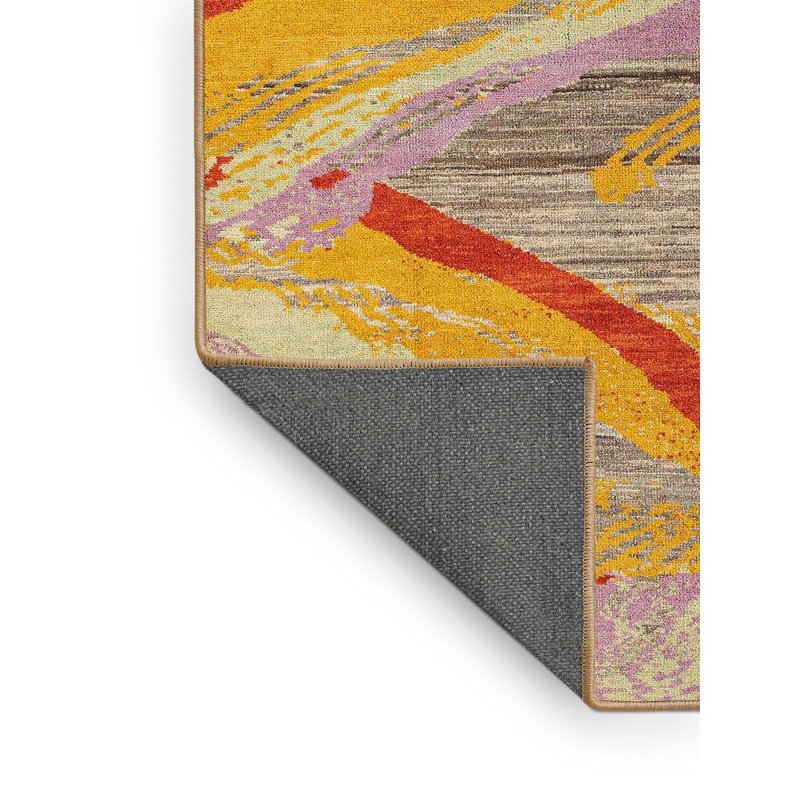 Tapis abstrait rose / rouge / orange Monya, Tapis de couloir 2 pi x 5 pi