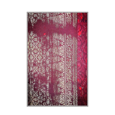 Stylish Woven Carpet (4 x 6 ft), 100% Polyester, 0.4 in Pile Height | Antibacterial, Non-Slip Underside | Machine Washable, 3D Digital Printing | Perfect for Living Room, Bedroom, and Home Decor