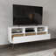 Meuble télé 47 po avec éléments décoratifs - trois tiroirs et tablettes ouvertes, tiroirs en chêne naturel blanc, pour espace de vie