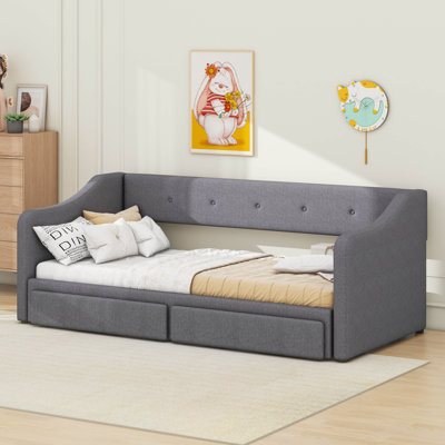 Twin XL To King Size Upholstered Daybed With Two Drawers by Cosmic