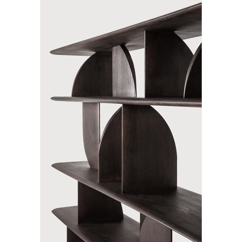 Geometric Solid Wood Geometric Bookcase, Dark Brown