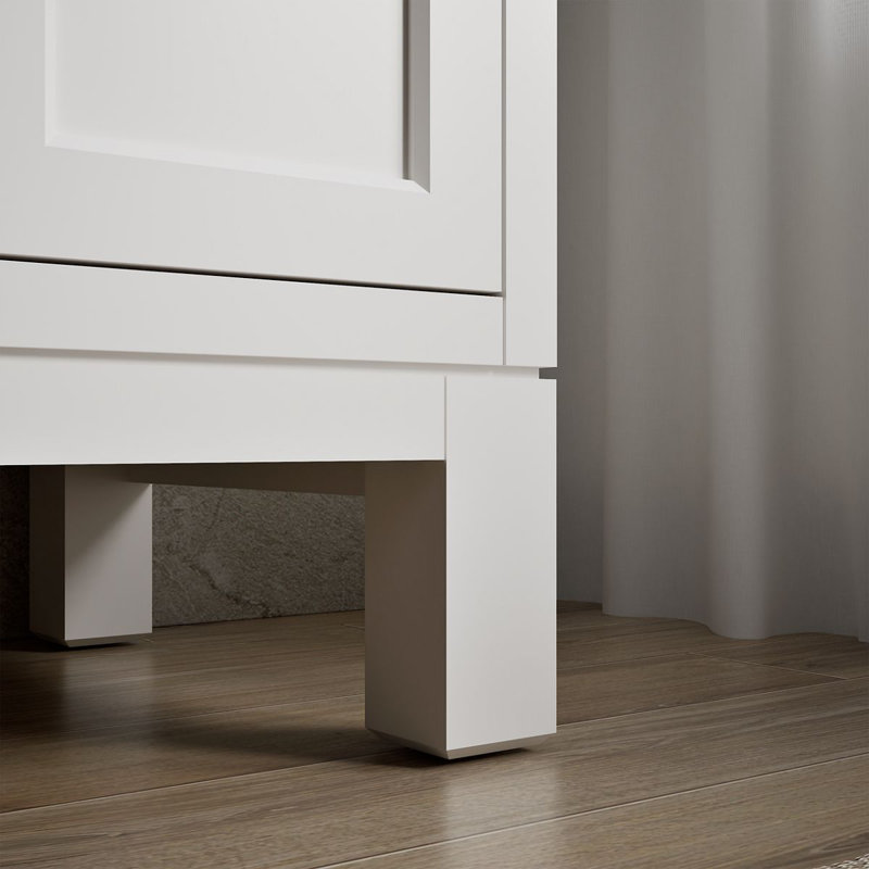 Ensemble de meuble-lavabo mural simple 47 po avec plateau en bois massif Quo, Blanc