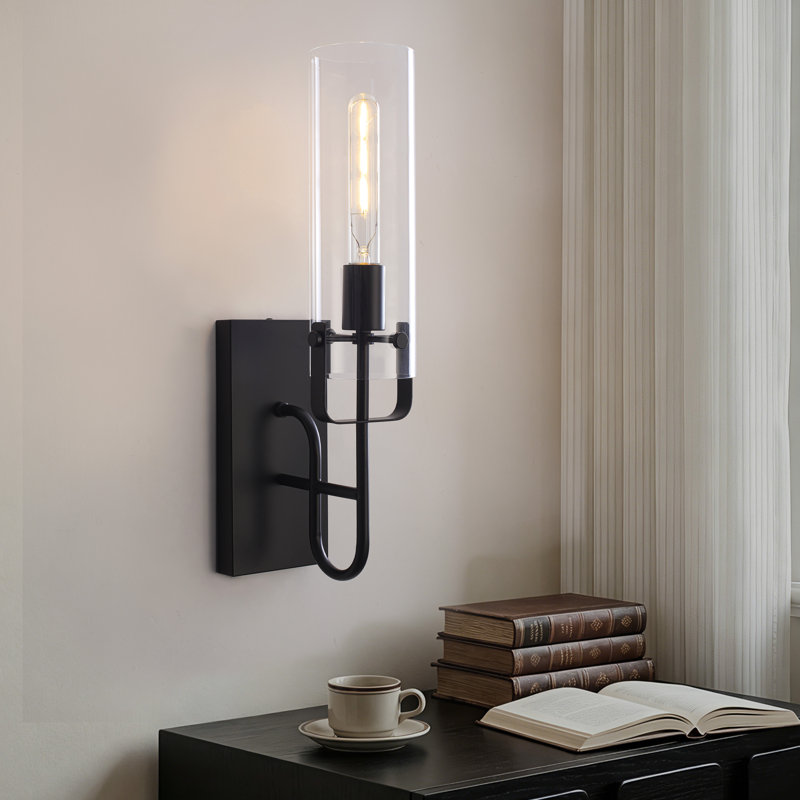 1 - Light Dimmable Armed Sconce, Matte Black