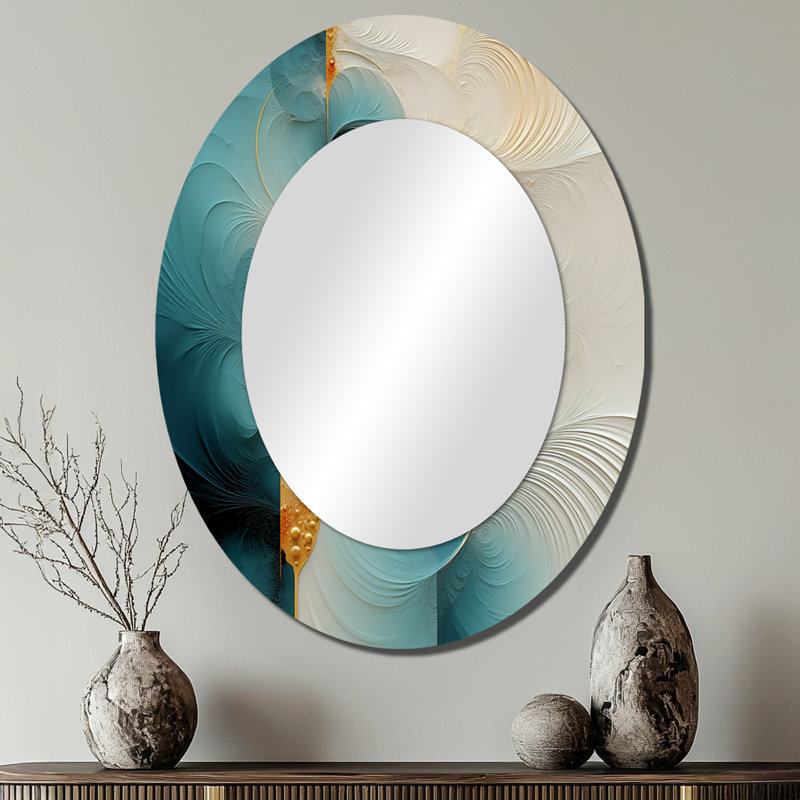 Spiral Miracle Of Cosmic Delight II - Modern Oval Wall Mirror, 40" x 30"