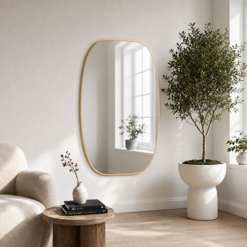 Miroir de salle de bain mural moderne moderne, 30"x 48", Doré
