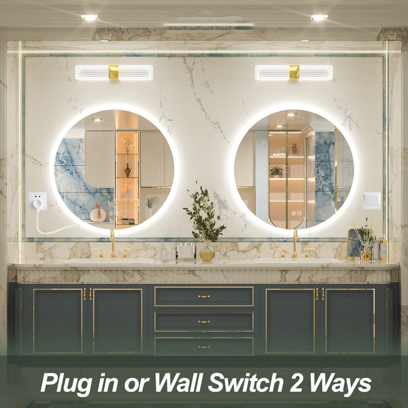 Aevar Super Bright 192 Leds/m Lighted Anti-fog Round Bathroom/vanity Mirror With Tempered Glass&ETL, 32" x 32"