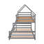 Lit superposé simple au dessus d'une maison double avec toit et échelle intégrée, structure de lit superposé au sol en bois massif