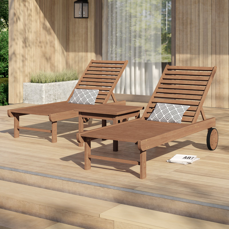Ensemble de chaises longues inclinables 71 po avec table Marsily