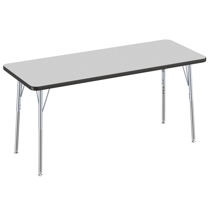 Table rectangulaire d'activité rectangulaire avec pieds réglables, 30" x 72", Gris/noir, Roulement pivotant standard