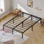 Structure de lit double, structure de lit plateforme en métal robuste de 14 pouces avec rangement sous le lit de 12,3 pouces, sans bruit - noir