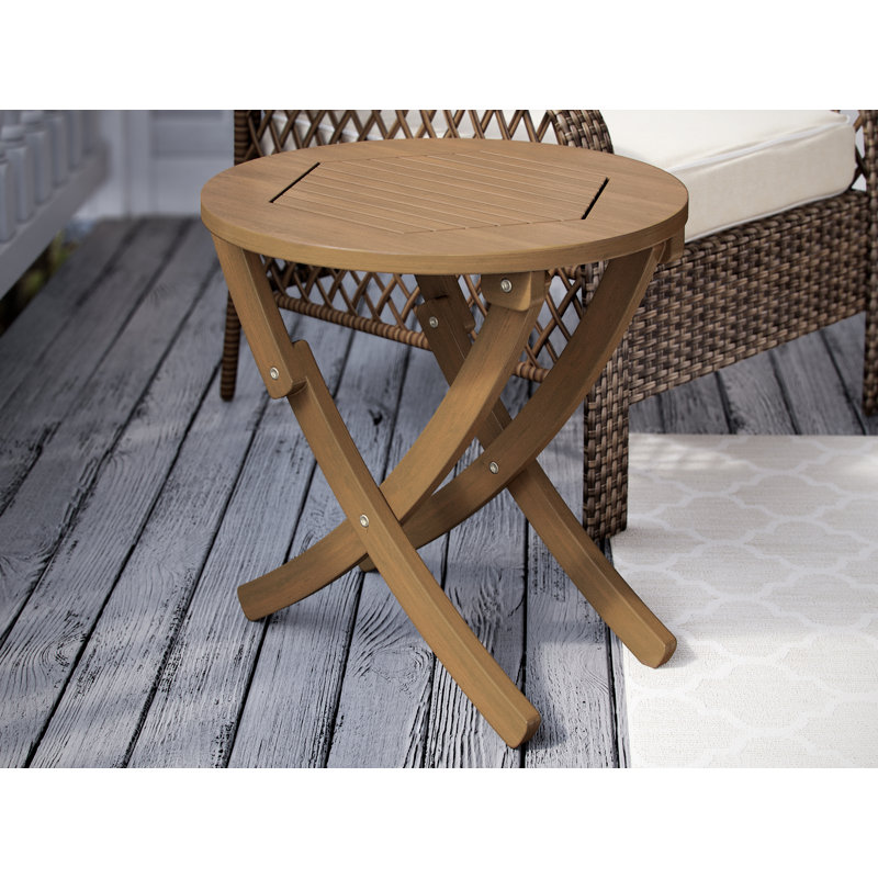 Table d'appoint pliante en bois Erkerd, Teinture naturelle