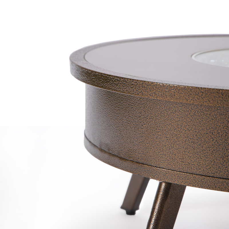 Kliyah Round Propane Smokeless Fire Pit Table, Brown