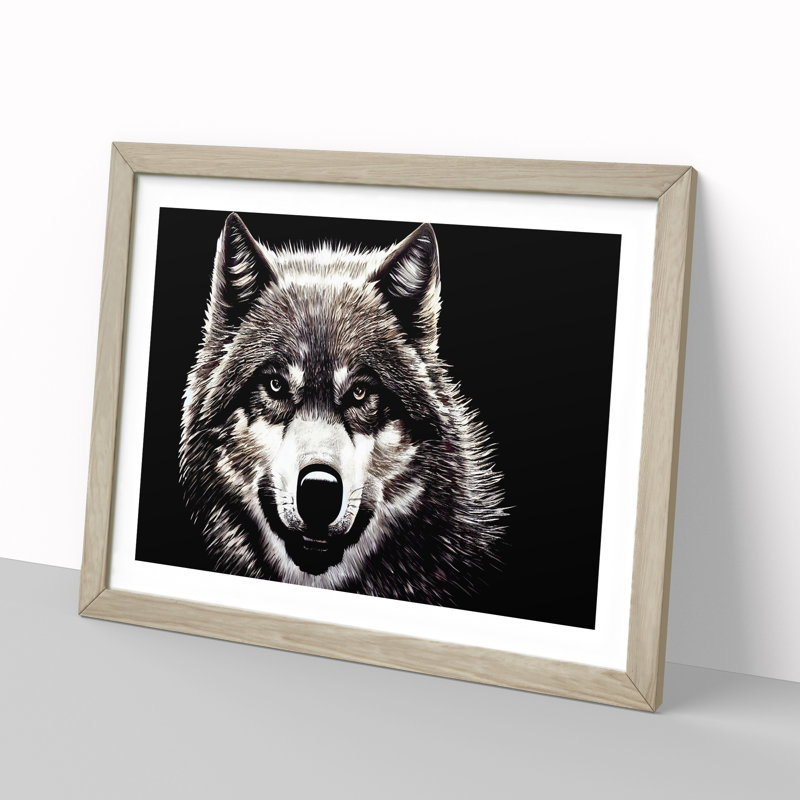 Face Of The Wolf Vol.2 - Single Picture Frame Painting, 46cm H x 64cm W x 2cm D, Oak