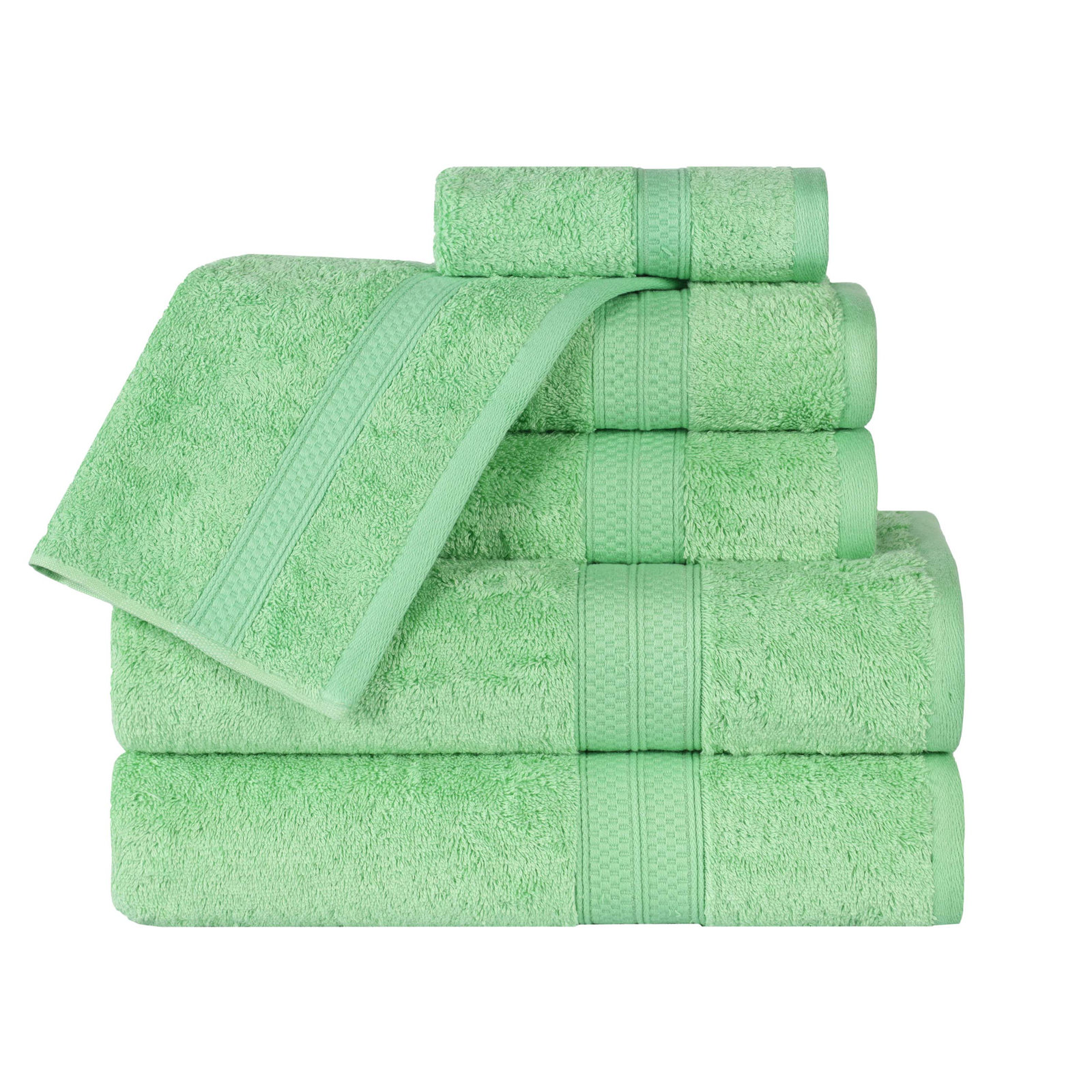 Nolhan Rayon from Bamboo Cotton Blend 6 Piece Towel Set, Spring Green