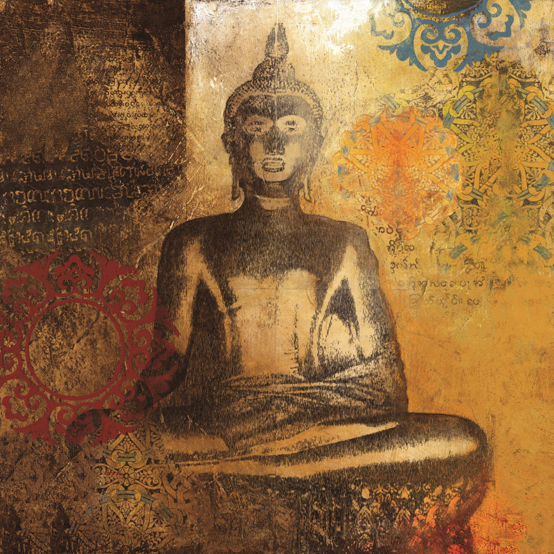 Sitting Buddha Brown 3 - Wrapped Canvas Print, 51cm H x 51cm W x 3.8cm D