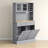 68" Gray Kitchen Pantry Storage With Charging Option. Freestanding Cabinet Glass Doors & Adjustable Shelf. Versatile In Use. 2 Tilt Out Trash Cabinets. Built-In Ac Outlets And Ports. Spacious