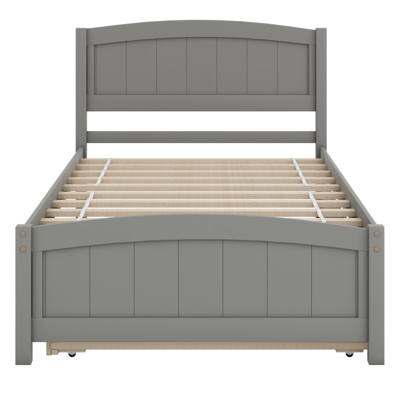 Lit plateforme avec lit gigogne, Gris
