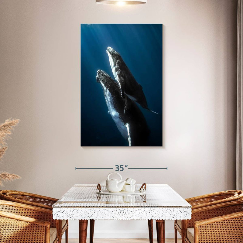 Baleine à bosse Brampt et son veau, H 48 po x l 32 po