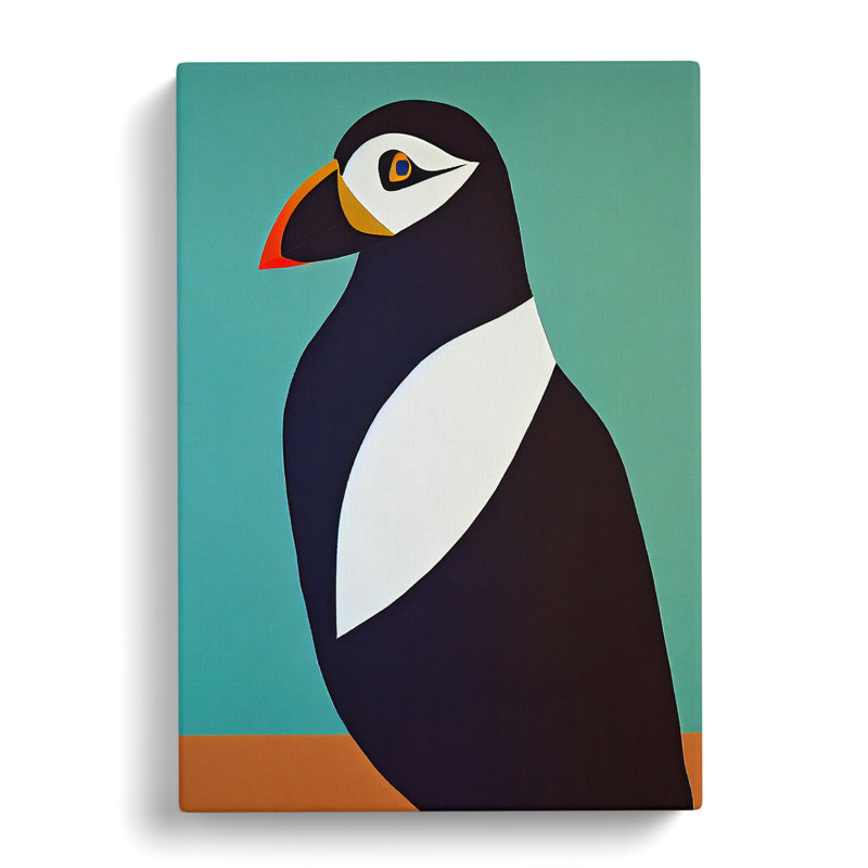 Ashim Puffin Abstract - Wrapped Canvas Print, 50cm H x 35cm W
