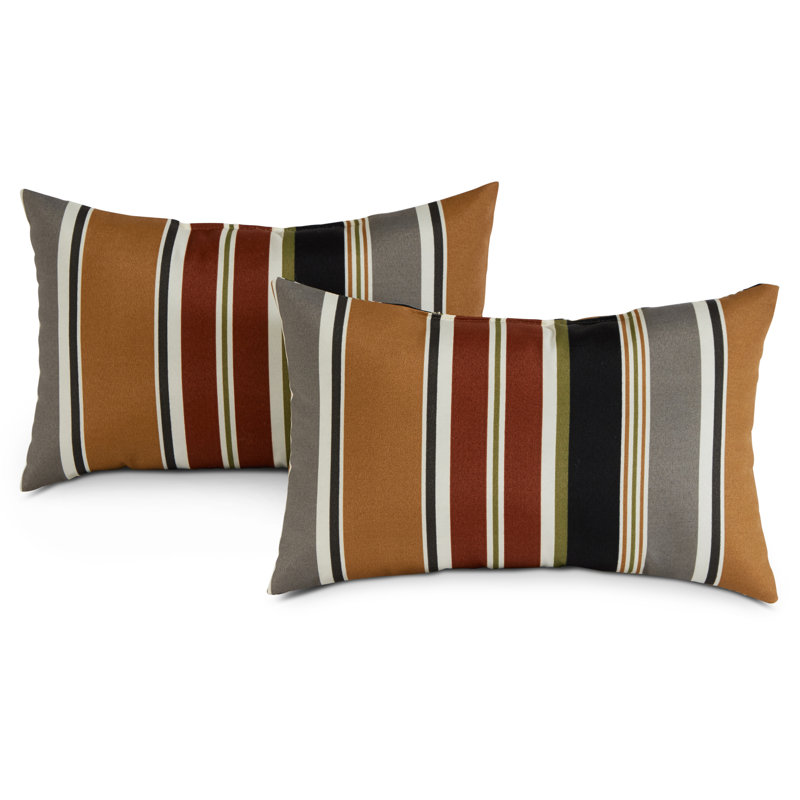 Coussin lombaire intérieur / extérieur Henrich, Ensemble de 2, Rayures noires