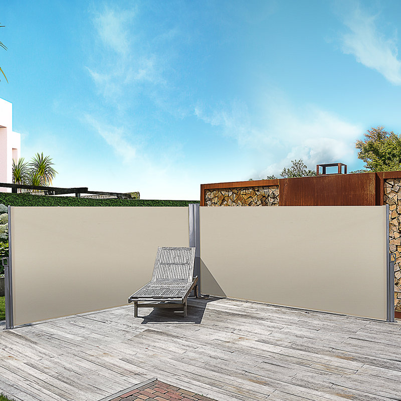 Outsunny 600cm W x 152cm D Polyester Cover Retractable Freestanding Awning, Cream