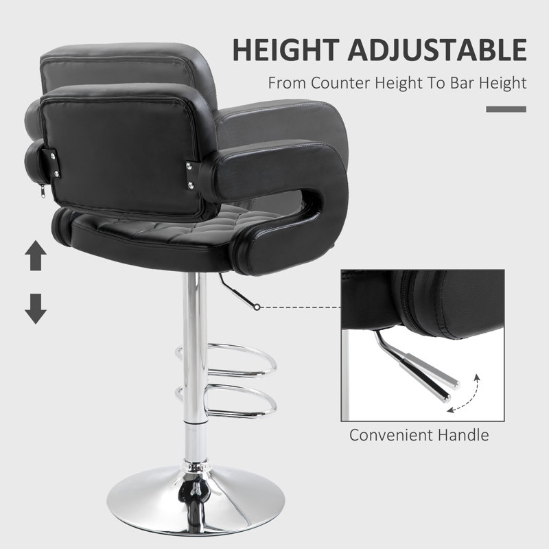 Upholstered Adjustable Height Counter Stool with Metal Frame