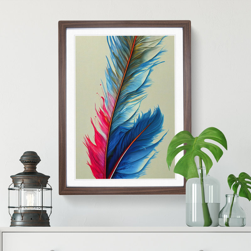 Unified Feathers - Single Picture Frame Painting, 46cm H x 34cm W x 2cm D, Walnut 
