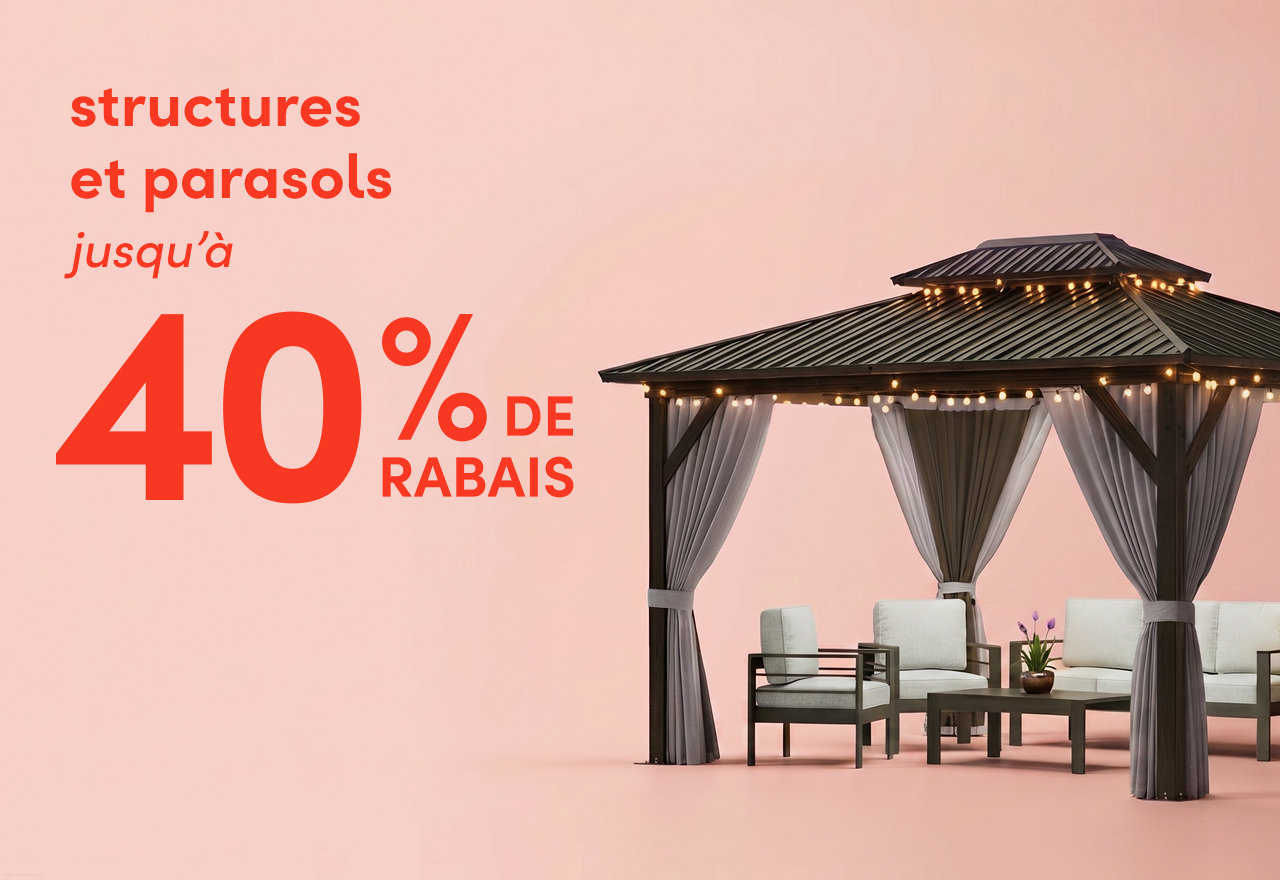 structures et parasols en solde