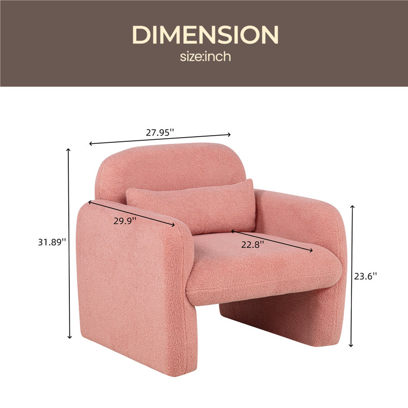 Élégant et minimaliste fauteuil en molleton simple avec accoudoirs et coussin, fauteuil, fauteuil d'appoint pour le salon