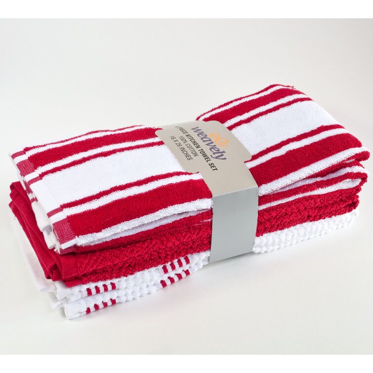 100% Cotton 6 Piece Dish Cloth Set Aspire Linens Color: Red