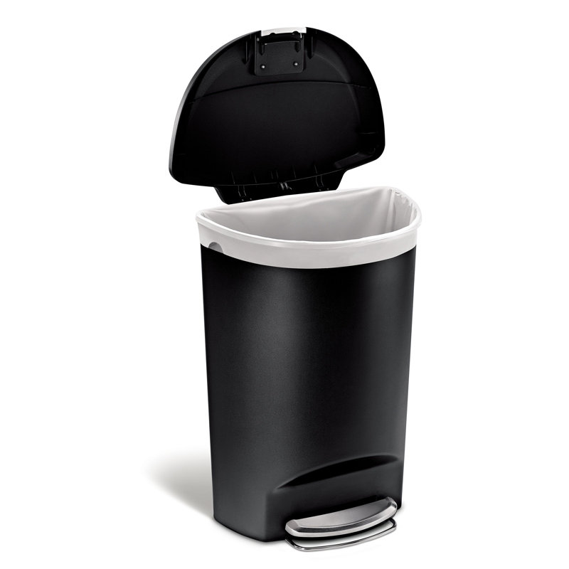 Simplehuman 50L Plastic Semi-Round Pedal Bin, Black