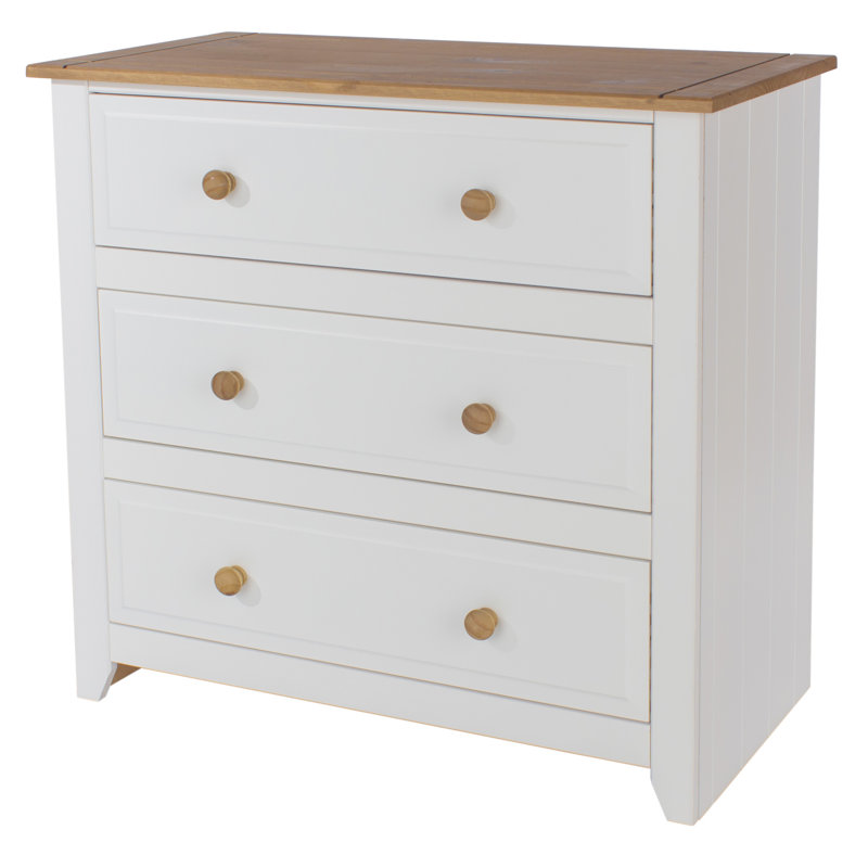 Katalina 3 Drawer Chest, Coastal Single Dresser, Rustic Farmhouse Storage
