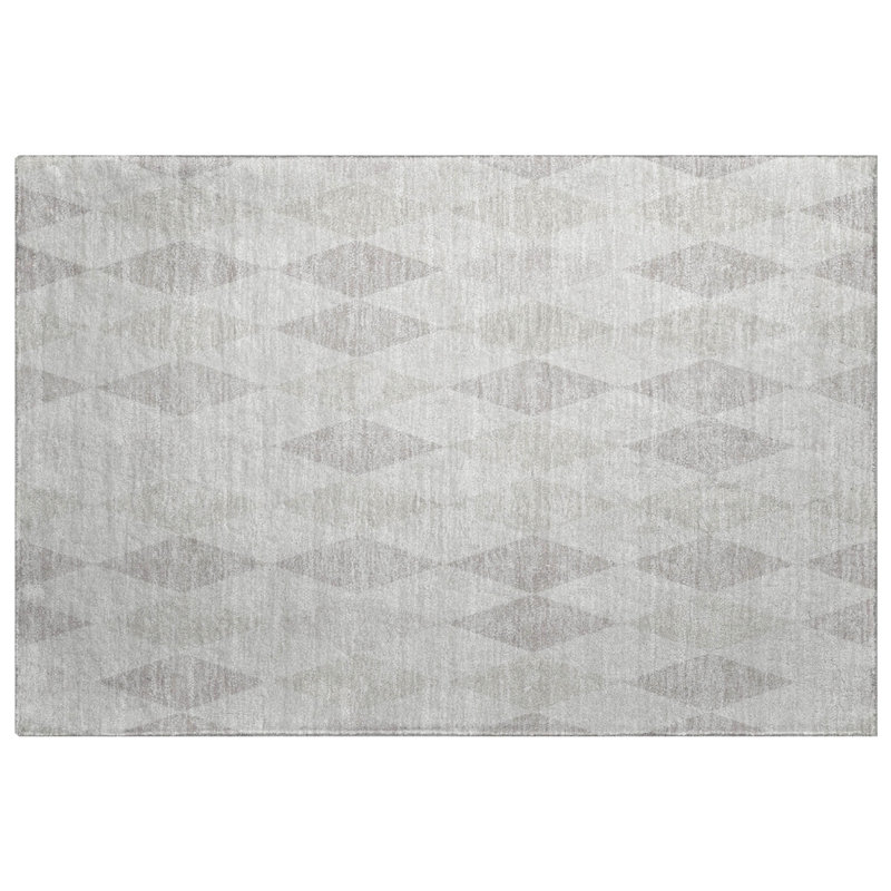 Premium Machine Washable Dream Shag ADS561 Geometric Rug, Ivory, 2'6" x 3'10"
