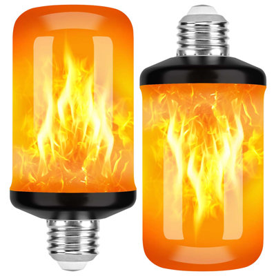 25-watt Equivalent F20 E26 Flame Led Light Bulb With Upside Down Effect, 4 Modes Flicker In Orange