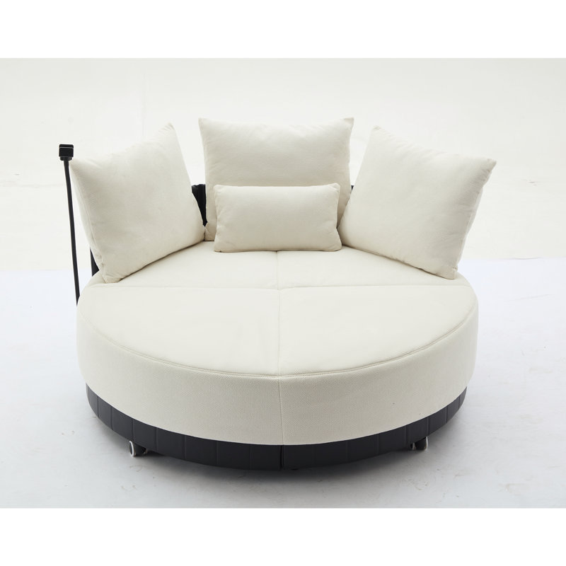 Fauteuil pivotant rond surdimensionné de 52,75 po, Beige
