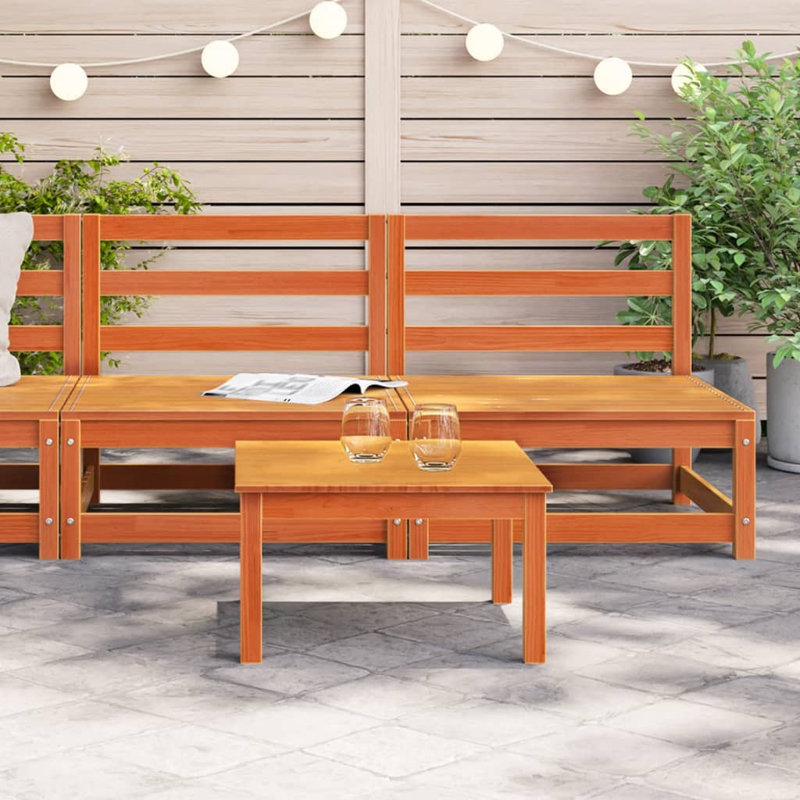 Canapés de patio sans accoudoirs en bois massif 27,6 po x 27,6 po x 26,4 po Ophelia & Co., Brun cire, 2