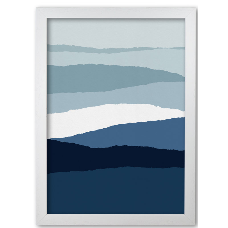 Blue Abstract II - Print, 60 cm H x 42 cm W x 5 cm D, White Grain Frame