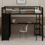 Structure de lit mezzanine en métal avec garde-robe intégrée, bureau et tablettes de rangement-691323663-691323664